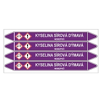 Značení potrubí, kyselina sírová dýmavá,4 ks, 250 × 26 mm